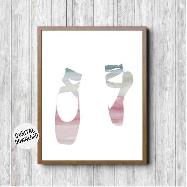 Pointe Shoes Printable Watercolor Wall Art - Ballet Nursery /Girls Room / Office Decor - Ballet Slippers Poster
