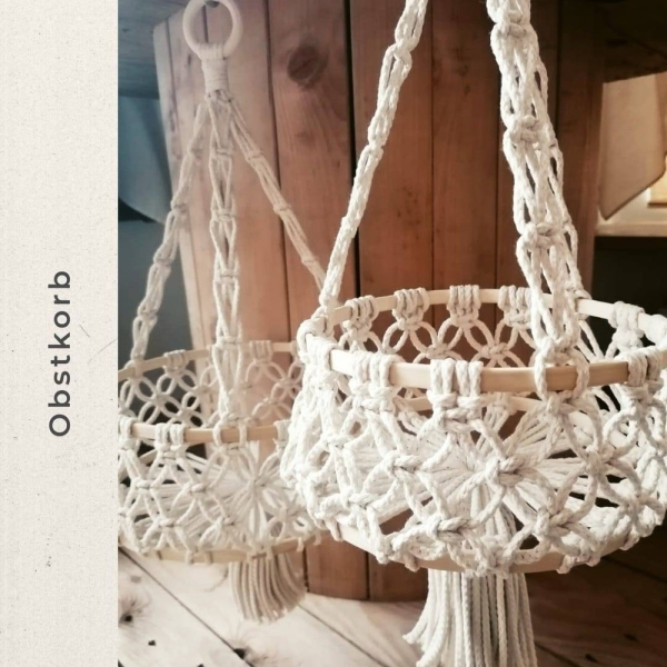 Macrame fruit basket hanging camping - VANlife - Camper RV decoration - Vintage decoration - Hanging basket - Gift - Boho wall hanging - Knot love