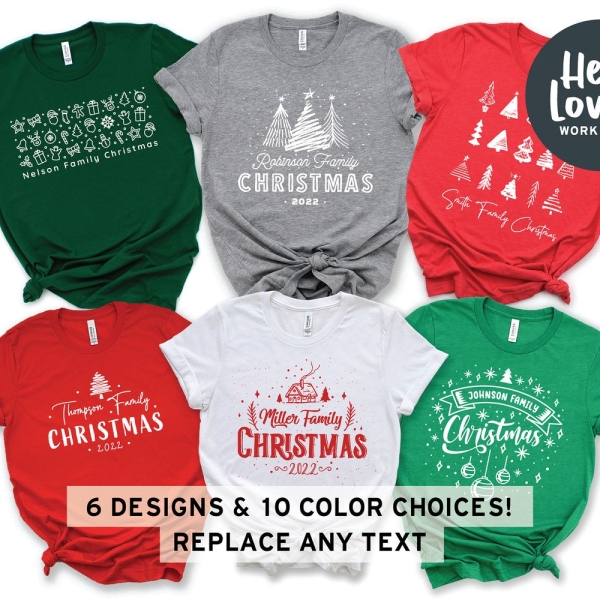 Custom Family Christmas Shirts, Personalized Matching Family Christmas Shirts, Family Holiday T-shirts, Kids Matching Christmas Shirts 2022