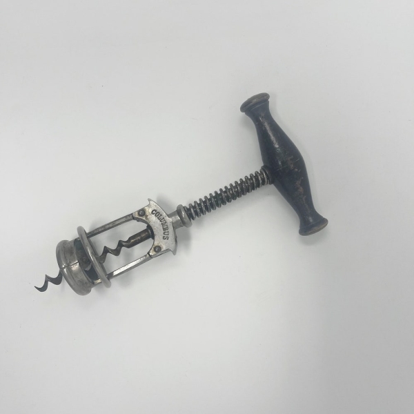 Rare German corkscrew maker Columbus with blackened wooden handle