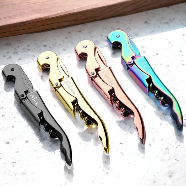 Personalized CORKSCREW Custom Engraved Wine Bottle Opener Bridesmaid Mothers Day Gift for Her Mom Women Wedding Him Bridal Shower Birthday