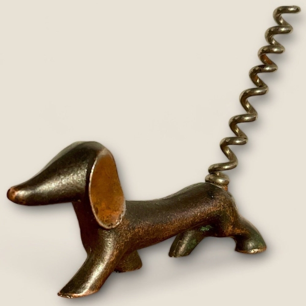 Soviet Russian Vintage Corkscrew Brass Dog Dachshund Bottle Opener USSR