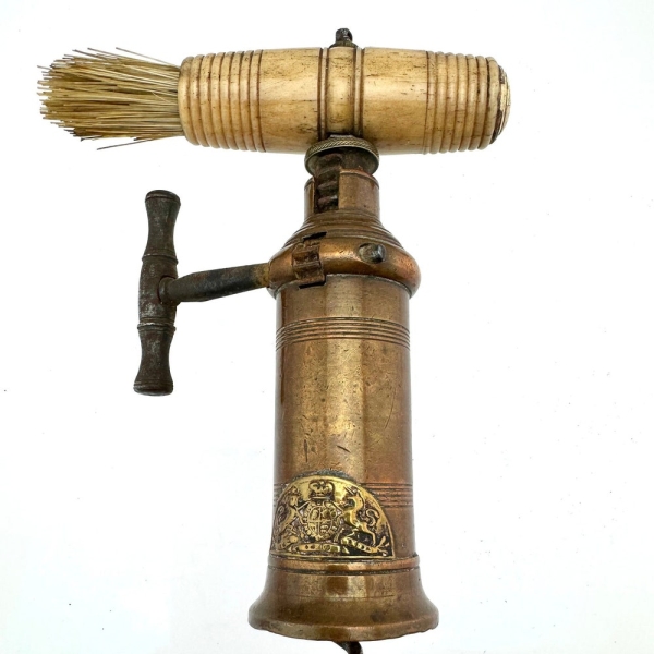 KINGS SCREW (horizon type badge) 1800's English Thomason type Rack & Pinion Mechanical Corkscrew Bone Handle
