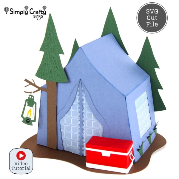 Tent Camping Box SVG. 3D Camping SVG File. Camping Box or Luminary. DIY Tent Gift Box Cutting File for Cricut or Silhouette.