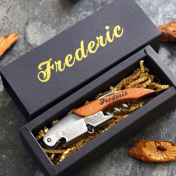 Custom Wine Opener, Personalized Wooden Handle Corkscrew, Groomsmen Gifts, Best man Wedding Gift, Men's Gift, Gift for Boss