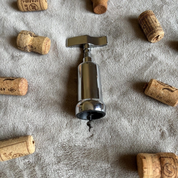 Vintage Brass polished chrome corkscrew from Italy Wine lover gift Collectible Italian corkscrew Gift for him Birthday present Barware