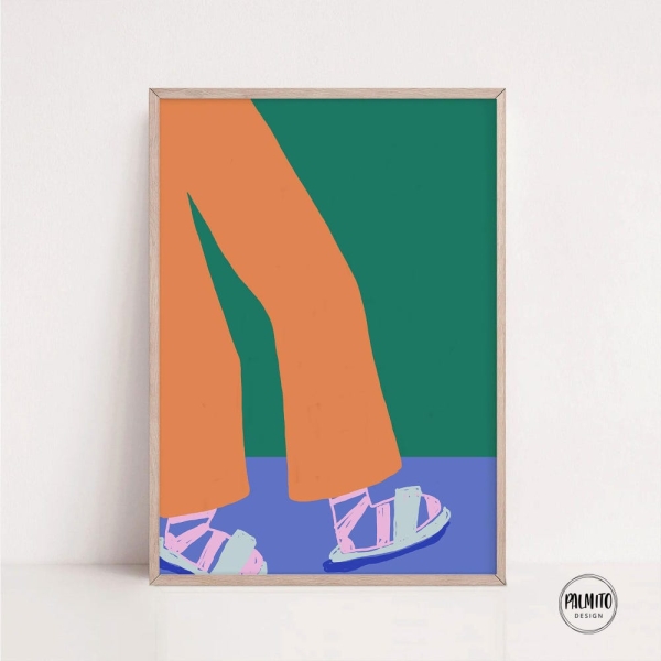 Colorful Printable Wall Art - Fun Illustration of Legs in Slippers - Vibrant and Playful Home Decor - Instant Download, Bold wall art