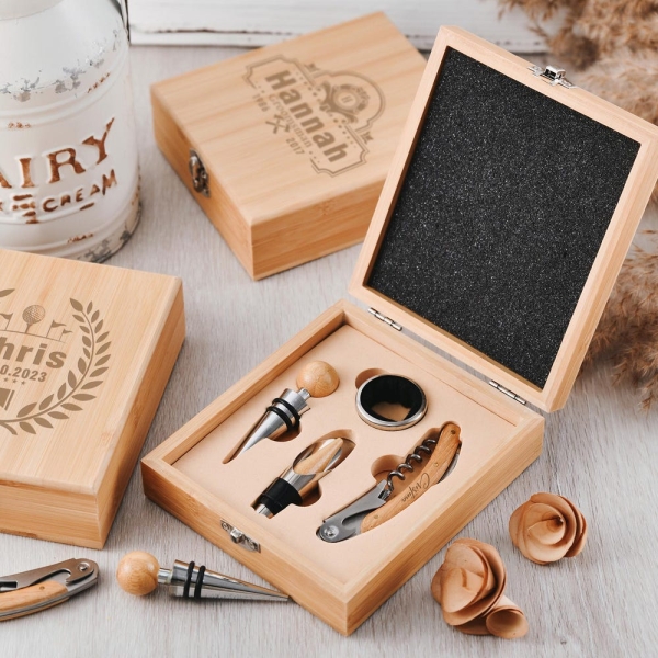 Personalized wine tool set groomsmen gifts, wedding party gifts, christmas gifts wine opener corkscrew, customized premium best men gift set