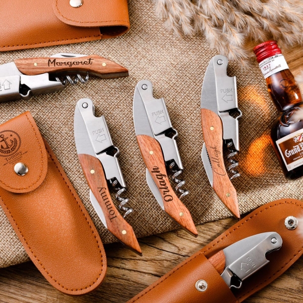 Personalized Engraved Wine Opener - Stylish Wood Handle Corkscrew - Ideal Gift for Wine Lovers, Celebrations, and Special Occasions!