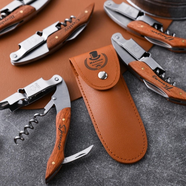 Personalised Corkscrew Engraved, Wood Handle Bottle Opener, Best Man Gifts, Groomsmen Wine Opener, Birthday Gift, Fathers Day Gift