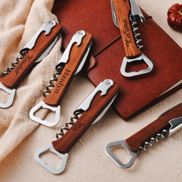Engraved Wine Opener - Thoughtful Gift for Wine Lovers - Personalize it to Add a Touch of Sophistication - Perfect for Groomsmen and More!