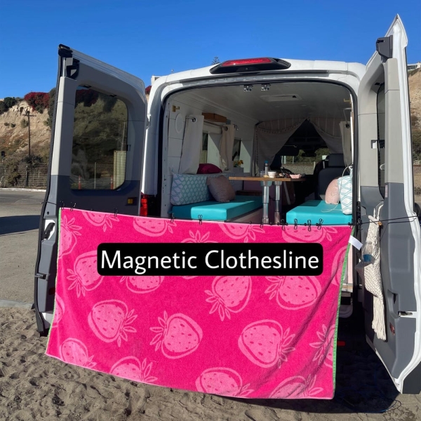 Camping clothesline magnetic clothesline camper clothesline camping laundry RV laundry campervan accessories van gift camping gear vanlife