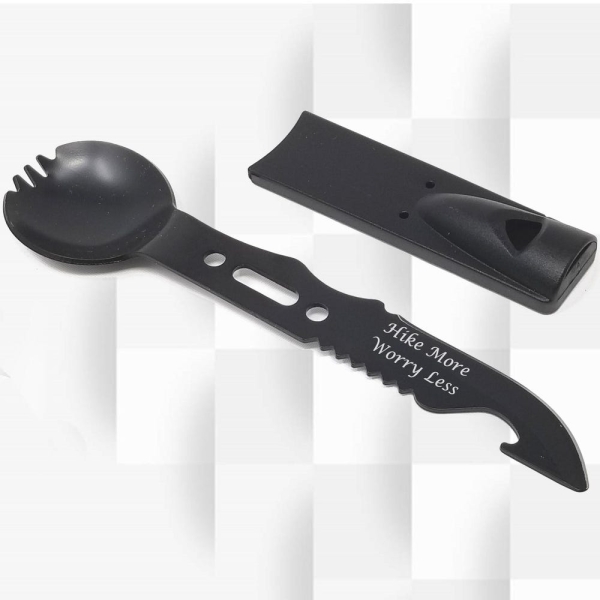 Personalized Camping or Picnic Fork, Spoon, and Knife Folding Utensil Multi-Tool Engraved Christmas Gift Under 20 Dollars