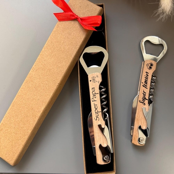 personalized wooden lemonade maker - bottle opener knife corkscrew - Father's Day - bachelorette party wedding gift