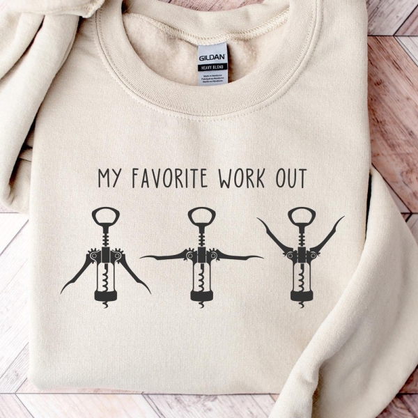 Funny Wine Shirt, Wine Lover Shirt Gift, Corkscrew Shirt, Favorite Workout Shirt, Wine Workout Shirt, Funny Corkscrew Shirt, Silly Shirt