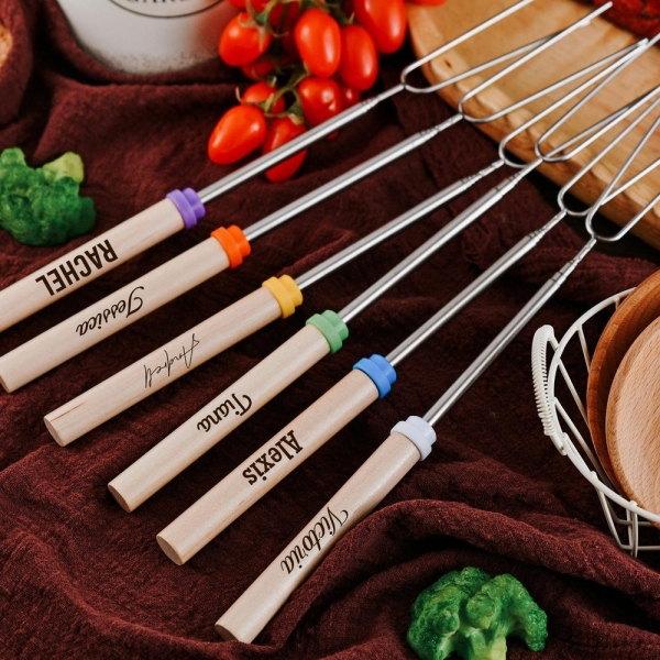 Personalized telescopic grilled fork,Customize barbecue rod,sculpting bonfire fork gift,camping accessories,outdoor cook camping enthusiast