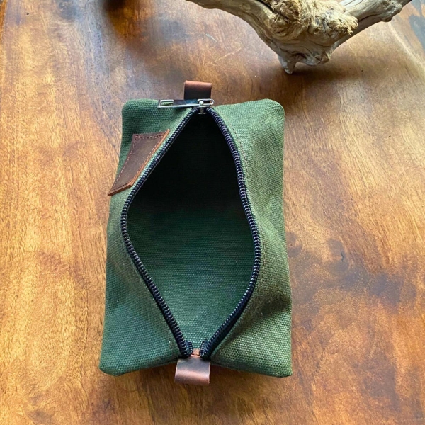Canvas Leather camp Organizer Foldable Foraging Pouch Compact Hiking Belt Bag Gathering Accessory Great Mini Pouch Heavy Waxed Cotton Bags