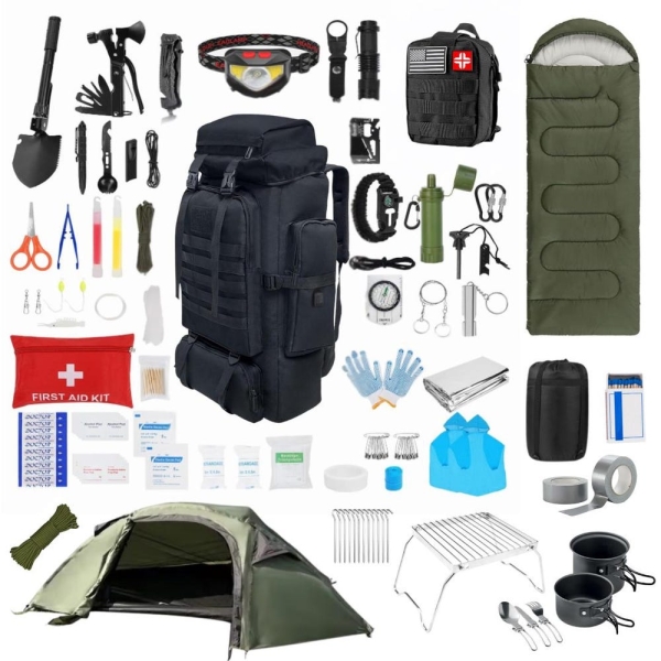 Emergency backpack, survival kit, hiking backpack, escape backpack with contents, camping, outdoor backpack