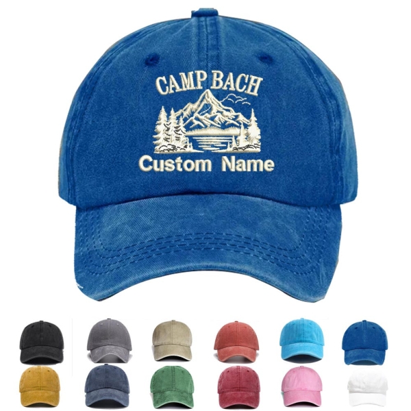 Custom Camp Bachelorette Enbroidered Hat, Outdoor Mountain Bride Hat, Retro Lake Themed Bridal Party, Hiking Bach