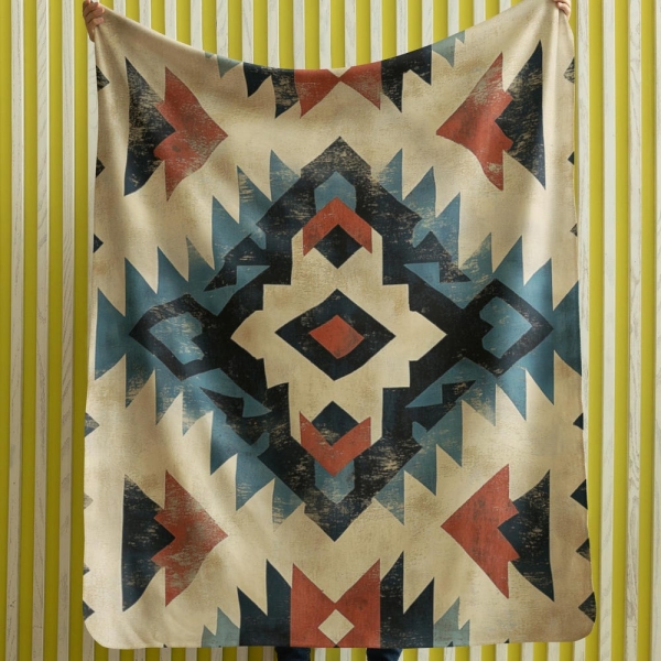 Bohemian Fleece Sherpa Blanket Cozy Throw for Home Decor Gift for Friends Camping Boho Living Room Southwestern Style