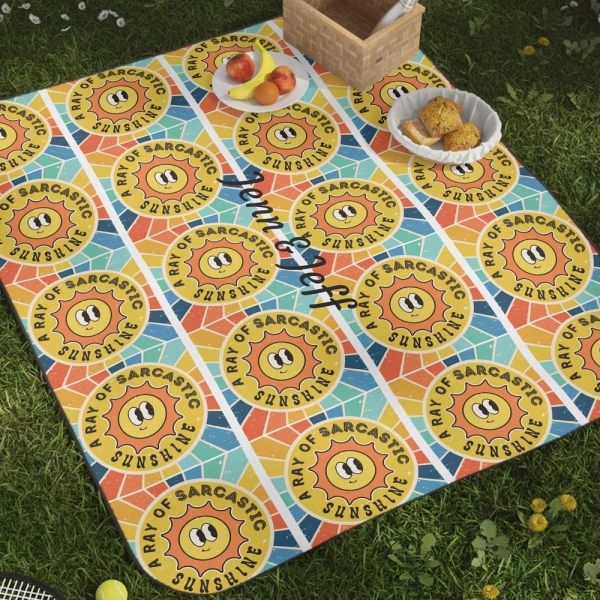 Personalized Sarcastic Sunshine Picnic Blanket, Colorful Blanket for Beach, Funny Gift for Friends, Sarcastic Design, Camping Accessory