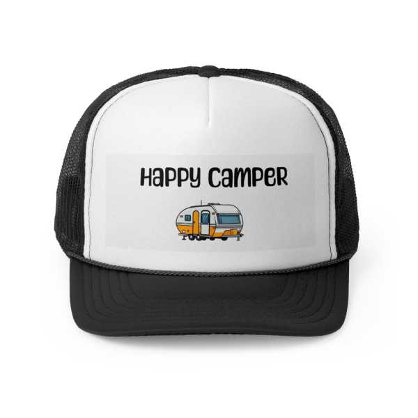 Happy Camper Trucker Cap - Perfect Gift for Campers & Outdoor Lovers, Summer Travel Accessory, Adventure Hat, Festival Headwear, Road Trip
