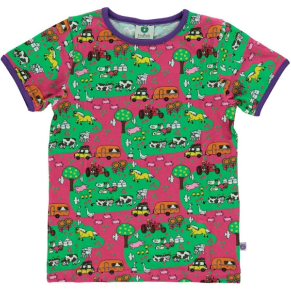 Smafolk Farmyard Landscape T-Shirt - Carmine