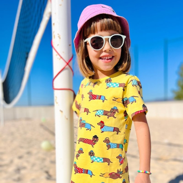 Villervalla Dachshund Kids T-Shirt - Lemon Yellow
