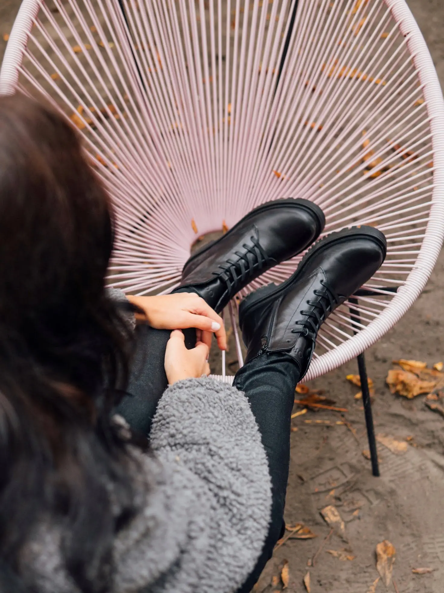 Women’s Black Leather Combat Festival Boots