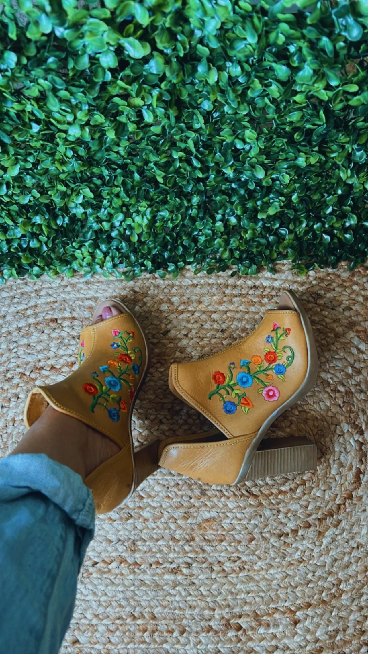 Leather Mexican Embroidery Open Toe Boots Mexican Style