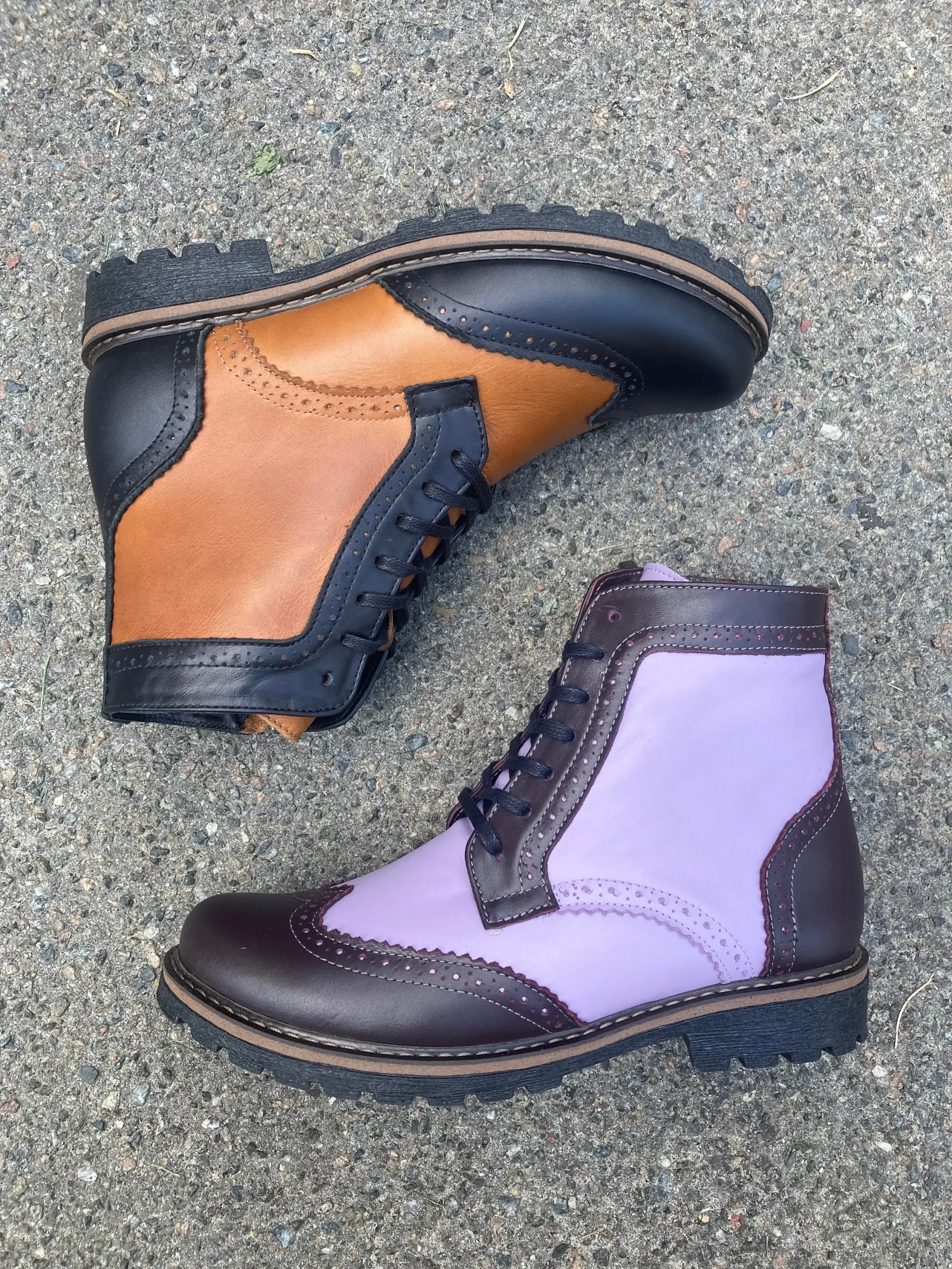 Two-tone Leather Women’s Brogue Boots