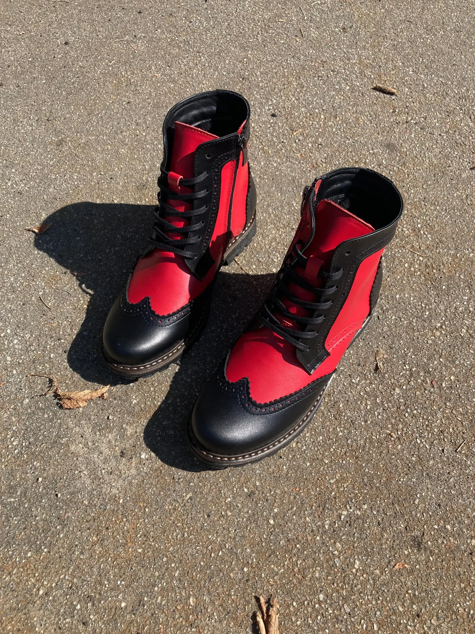 Two-tone Leather Women’s Brogue Boots