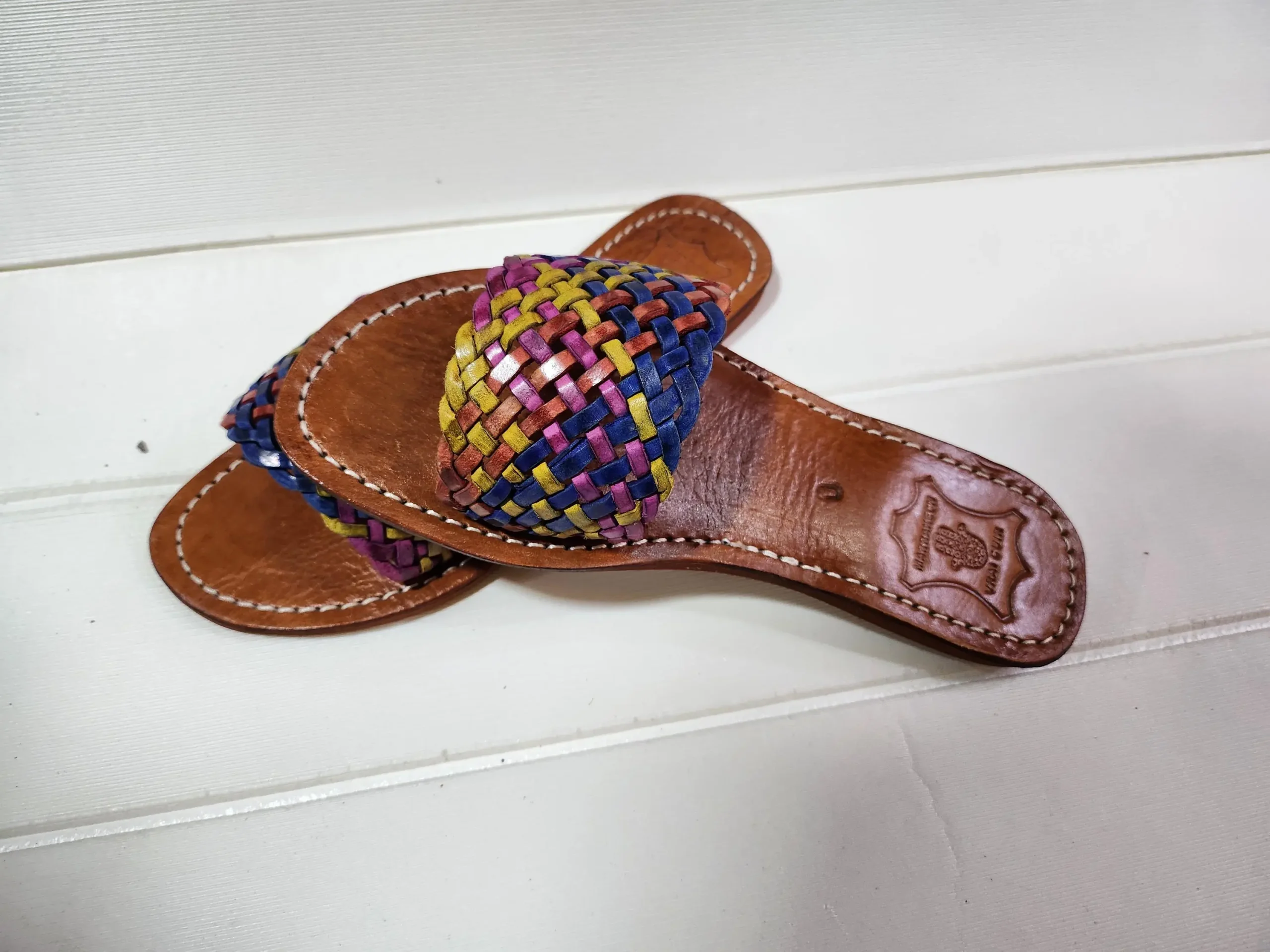 Women’s Colorful Woven Moroccan Leather Summer Slides