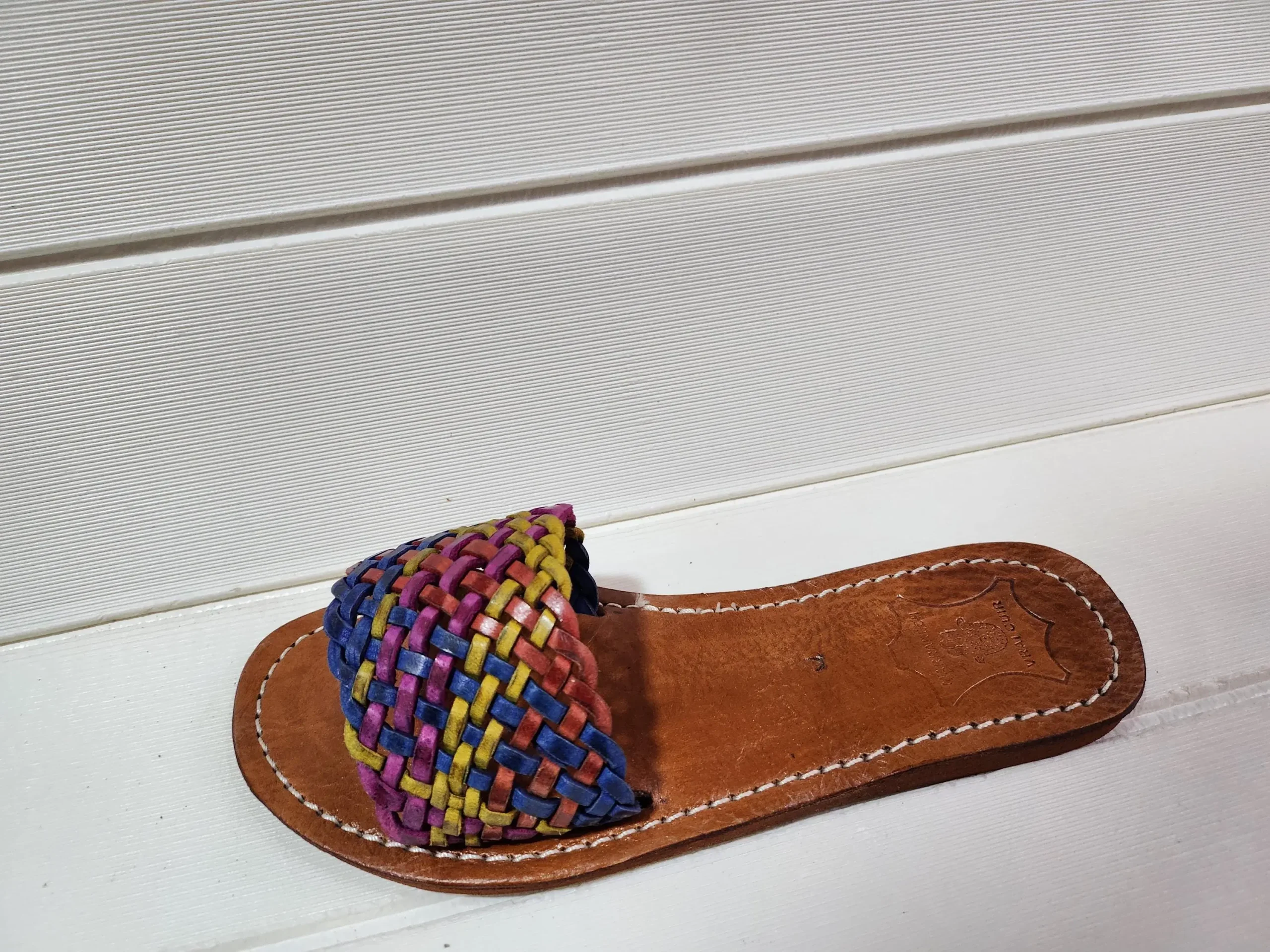 Women’s Colorful Woven Moroccan Leather Summer Slides