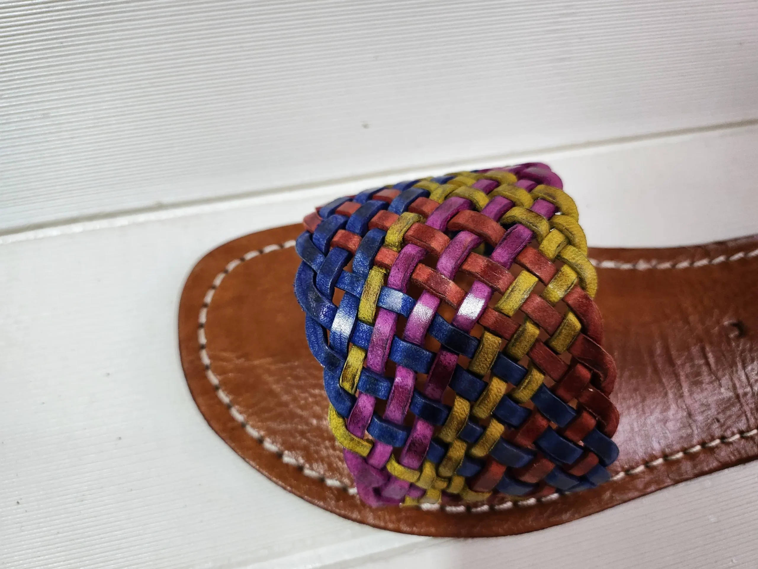 Women’s Colorful Woven Moroccan Leather Summer Slides