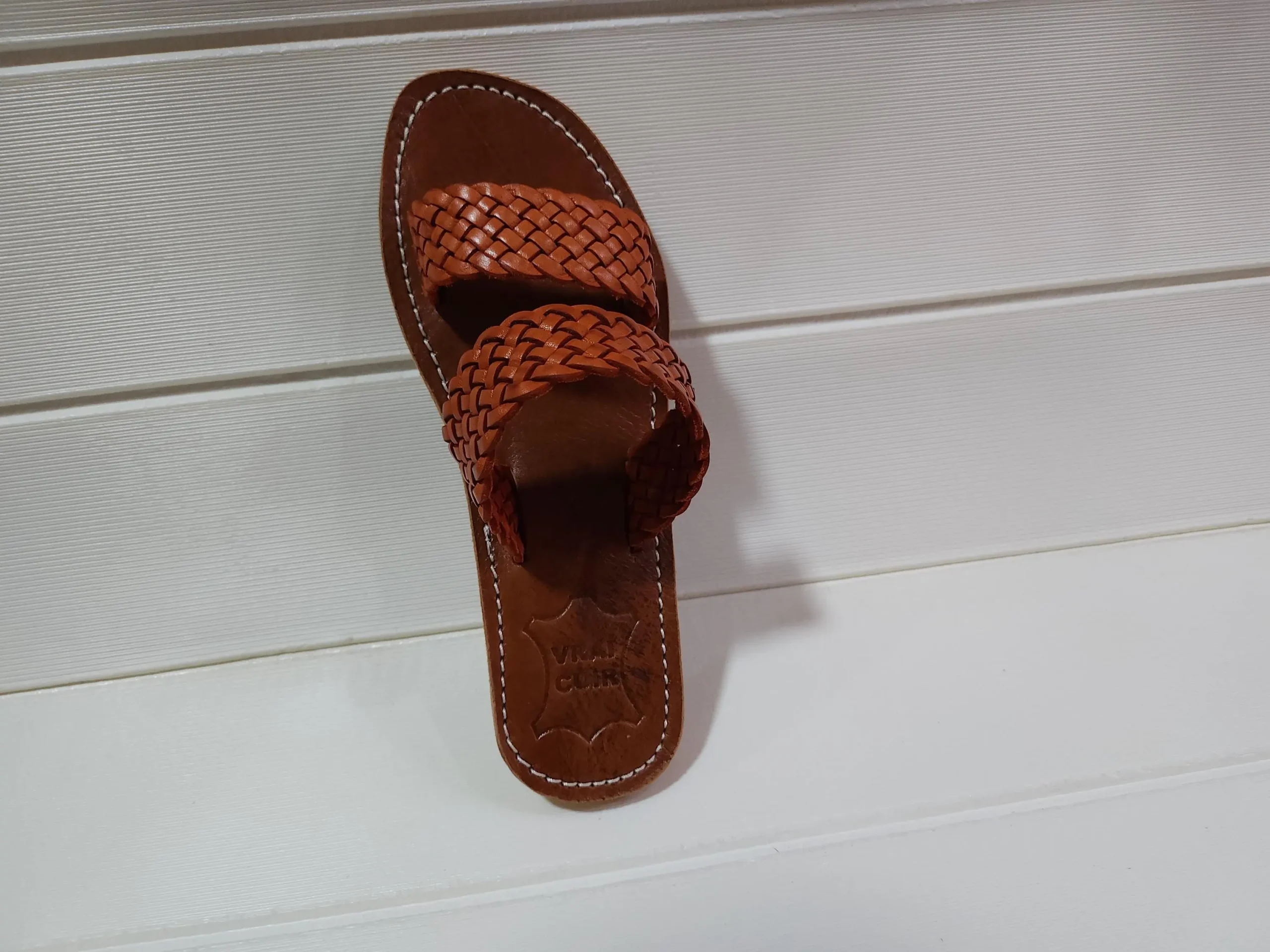 Women’s Woven Double Strap Moroccan Leather Slides