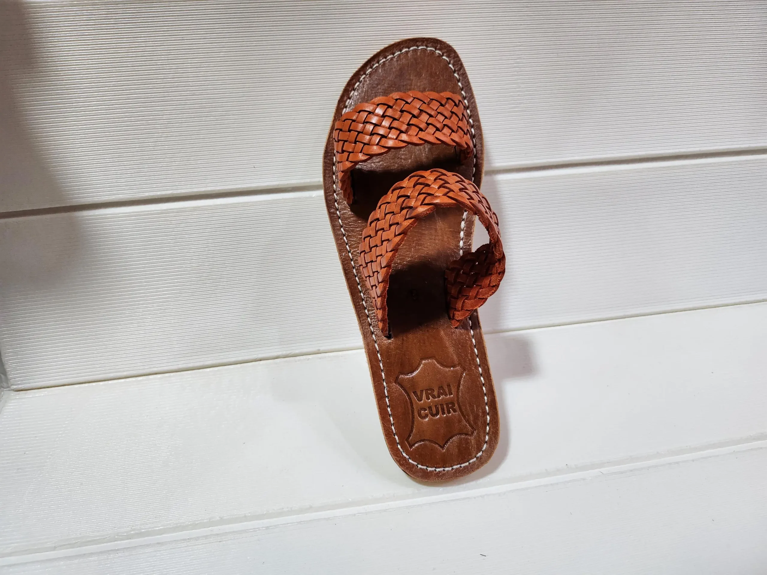 Women’s Woven Double Strap Moroccan Leather Slides