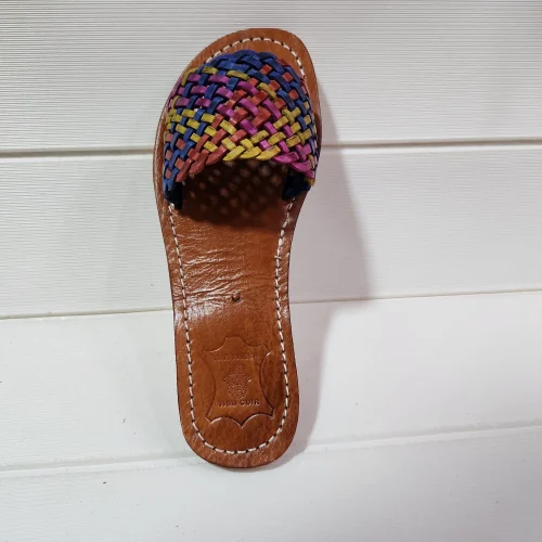 Women’s Colorful Woven Moroccan Leather Summer Slides