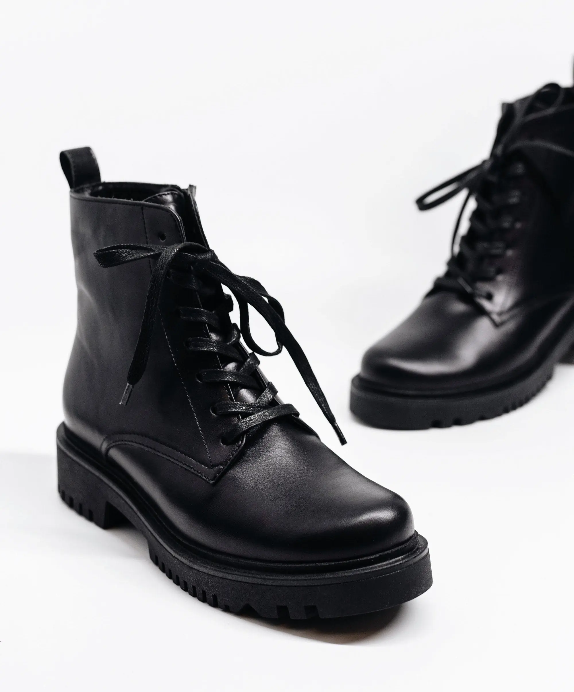 Women’s Black Leather Combat Festival Boots